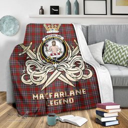 ScotsTee Shop Scottish MacFarlane Red Clan Crest Tartan Blanket The Golden Sword of Courageous Legacy Blanket