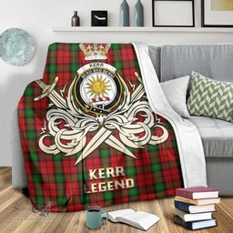 ScotsTee Shop Scottish Kerr Clan Crest Tartan Blanket The Golden Sword of Courageous Legacy Blanket
