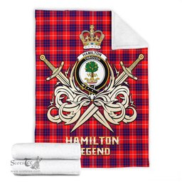 ScotsTee Shop Scottish Hamilton Modern Clan Crest Tartan Blanket The Golden Sword of Courageous Legacy Blanket