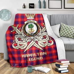 ScotsTee Shop Scottish Hamilton Modern Clan Crest Tartan Blanket The Golden Sword of Courageous Legacy Blanket