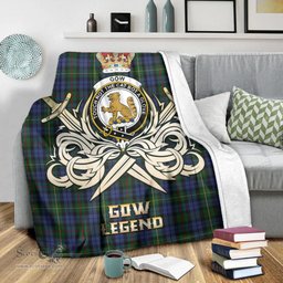 ScotsTee Shop Scottish Gow Hunting Clan Crest Tartan Blanket The Golden Sword of Courageous Legacy Blanket