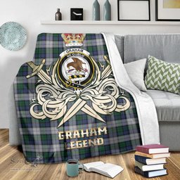 ScotsTee Shop Scottish Graham Dress Clan Crest Tartan Blanket The Golden Sword of Courageous Legacy Blanket