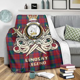 ScotsTee Shop Scottish Lindsay Modern Clan Crest Tartan Blanket The Golden Sword of Courageous Legacy Blanket