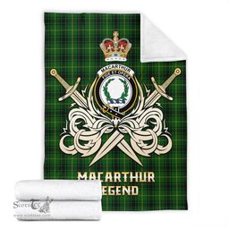 ScotsTee Shop Scottish MacArthur Clan Crest Tartan Blanket The Golden Sword of Courageous Legacy Blanket