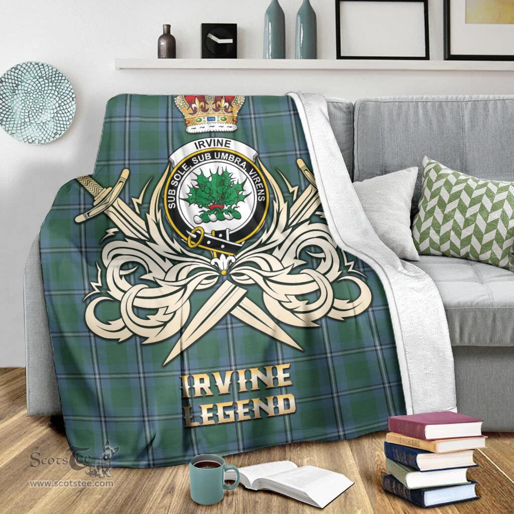 ScotsTee Shop Scottish Irvine of Drum Clan Crest Tartan Blanket The Golden Sword of Courageous Legacy Blanket