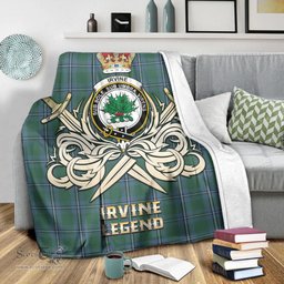 ScotsTee Shop Scottish Irvine of Drum Clan Crest Tartan Blanket The Golden Sword of Courageous Legacy Blanket