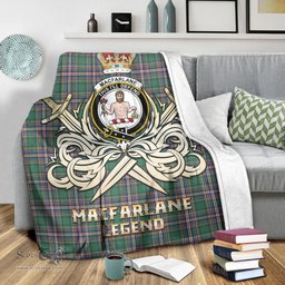 ScotsTee Shop Scottish MacFarlane Hunting Ancient Clan Crest Tartan Blanket The Golden Sword of Courageous Legacy Blanket
