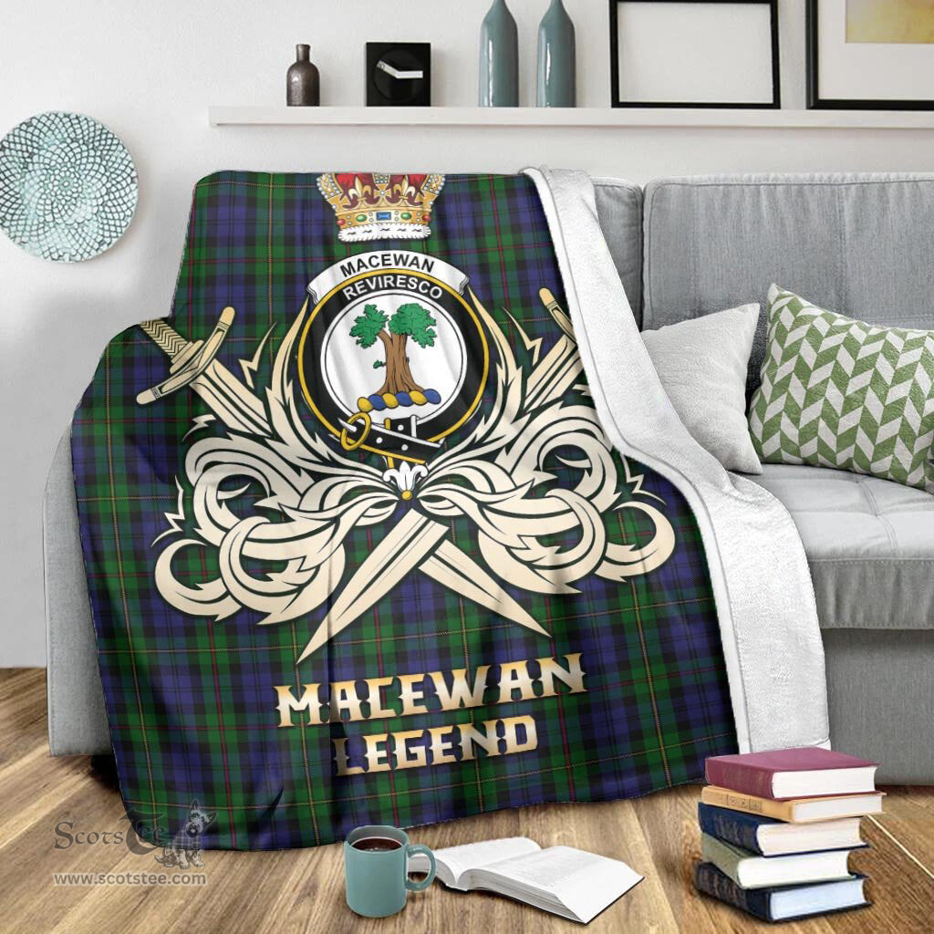 ScotsTee Shop Scottish MacEwan Clan Crest Tartan Blanket The Golden Sword of Courageous Legacy Blanket