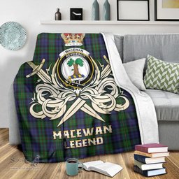 ScotsTee Shop Scottish MacEwan Clan Crest Tartan Blanket The Golden Sword of Courageous Legacy Blanket