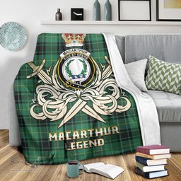 ScotsTee Shop Scottish MacArthur Ancient Clan Crest Tartan Blanket The Golden Sword of Courageous Legacy Blanket