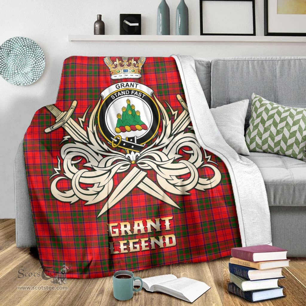 ScotsTee Shop Scottish Grant Modern Clan Crest Tartan Blanket The Golden Sword of Courageous Legacy Blanket