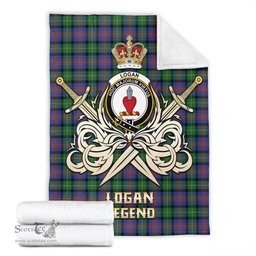 ScotsTee Shop Scottish Logan Ancient Clan Crest Tartan Blanket The Golden Sword of Courageous Legacy Blanket