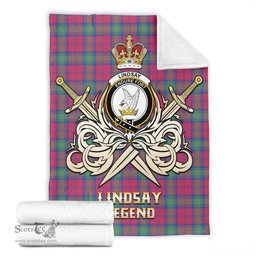 ScotsTee Shop Scottish Lindsay Ancient Clan Crest Tartan Blanket The Golden Sword of Courageous Legacy Blanket