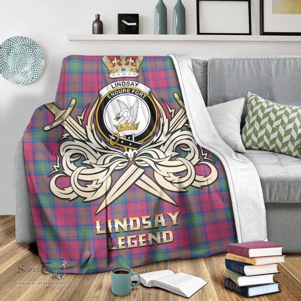 ScotsTee Shop Scottish Lindsay Ancient Clan Crest Tartan Blanket The Golden Sword of Courageous Legacy Blanket