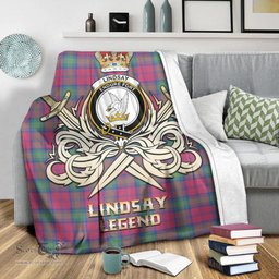 ScotsTee Shop Scottish Lindsay Ancient Clan Crest Tartan Blanket The Golden Sword of Courageous Legacy Blanket