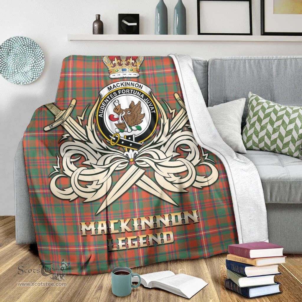 ScotsTee Shop Scottish MacKinnon Ancient Clan Crest Tartan Blanket The Golden Sword of Courageous Legacy Blanket