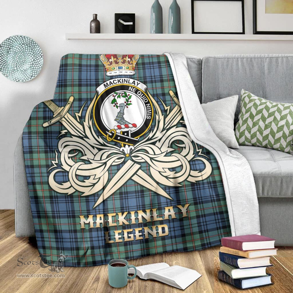 ScotsTee Shop Scottish MacKinlay Ancient Clan Crest Tartan Blanket The Golden Sword of Courageous Legacy Blanket