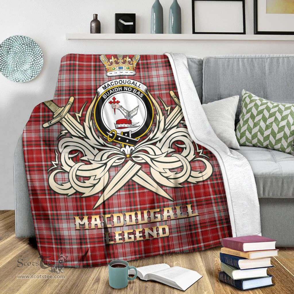 ScotsTee Shop Scottish MacDougall Dress Clan Crest Tartan Blanket The Golden Sword of Courageous Legacy Blanket