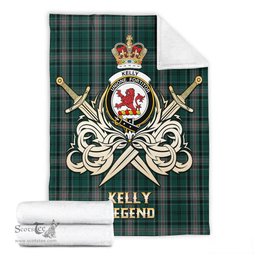 ScotsTee Shop Scottish Kelly of Sleat Hunting Clan Crest Tartan Blanket The Golden Sword of Courageous Legacy Blanket