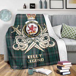 ScotsTee Shop Scottish Kelly of Sleat Hunting Clan Crest Tartan Blanket The Golden Sword of Courageous Legacy Blanket