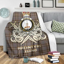 ScotsTee Shop Scottish MacIntyre Hunting Weathered Clan Crest Tartan Blanket The Golden Sword of Courageous Legacy Blanket