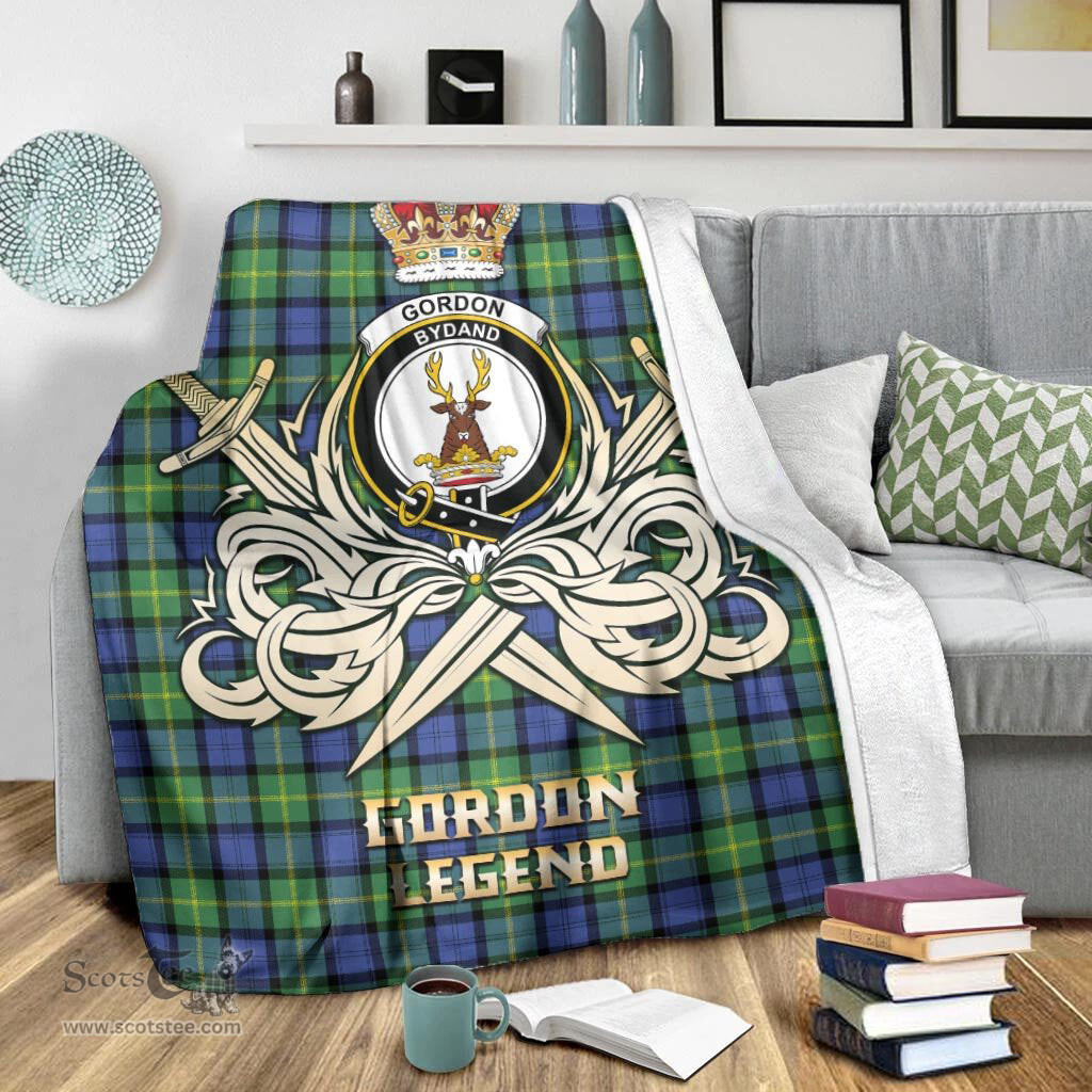 ScotsTee Shop Scottish Gordon Old Ancient Clan Crest Tartan Blanket The Golden Sword of Courageous Legacy Blanket