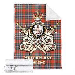 ScotsTee Shop Scottish MacFarlane Ancient Clan Crest Tartan Blanket The Golden Sword of Courageous Legacy Blanket