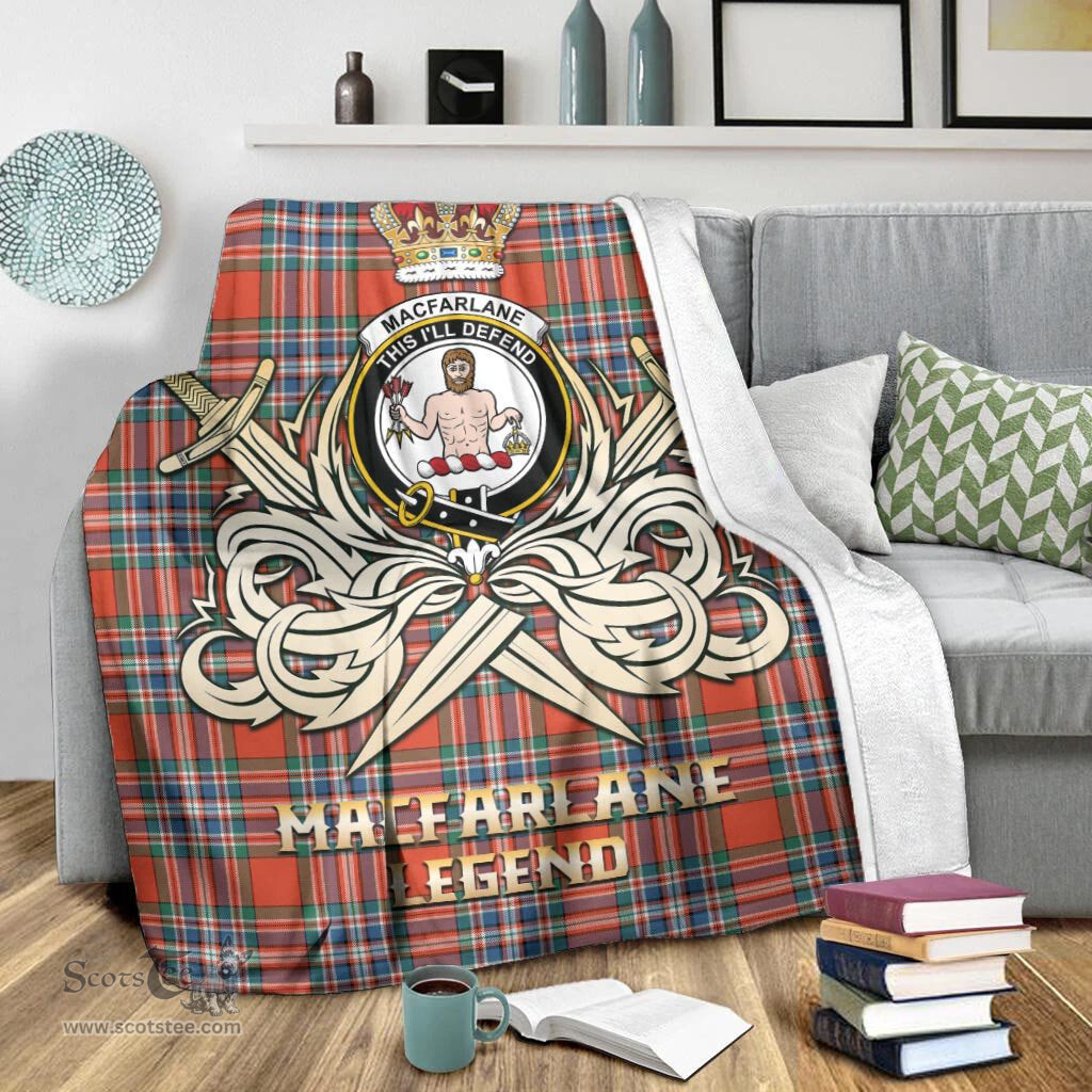 ScotsTee Shop Scottish MacFarlane Ancient Clan Crest Tartan Blanket The Golden Sword of Courageous Legacy Blanket