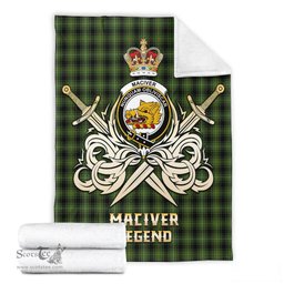 ScotsTee Shop Scottish MacIver Hunting Clan Crest Tartan Blanket The Golden Sword of Courageous Legacy Blanket