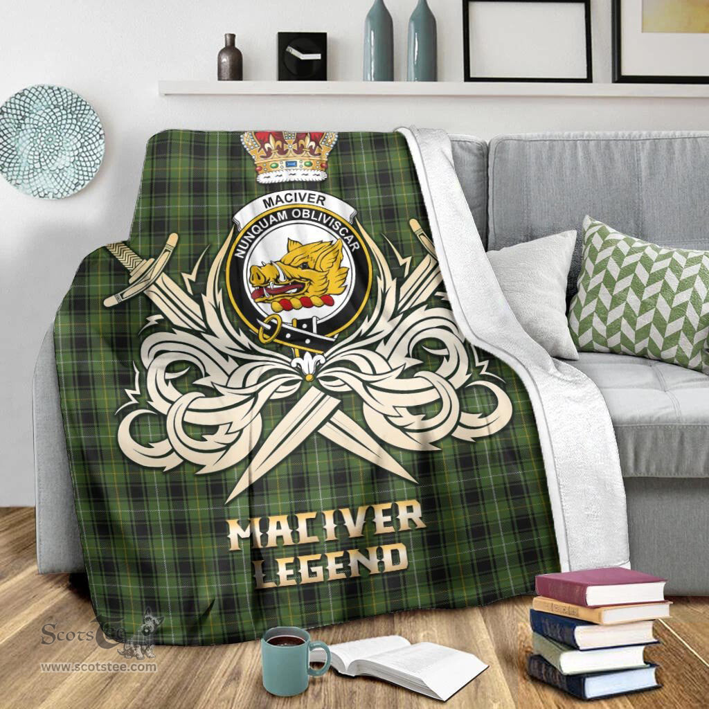 ScotsTee Shop Scottish MacIver Hunting Clan Crest Tartan Blanket The Golden Sword of Courageous Legacy Blanket