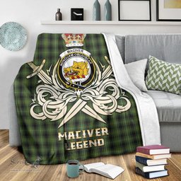 ScotsTee Shop Scottish MacIver Hunting Clan Crest Tartan Blanket The Golden Sword of Courageous Legacy Blanket