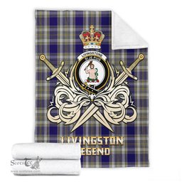 ScotsTee Shop Scottish Livingston Dress Clan Crest Tartan Blanket The Golden Sword of Courageous Legacy Blanket
