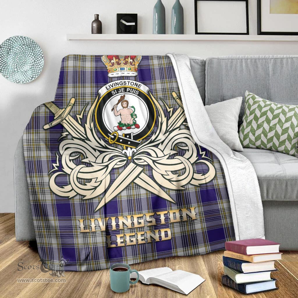 ScotsTee Shop Scottish Livingston Dress Clan Crest Tartan Blanket The Golden Sword of Courageous Legacy Blanket