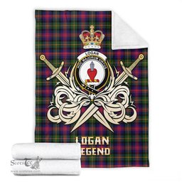 ScotsTee Shop Scottish Logan Modern Clan Crest Tartan Blanket The Golden Sword of Courageous Legacy Blanket