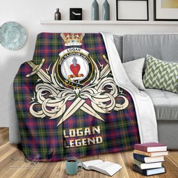 ScotsTee Shop Scottish Logan Modern Clan Crest Tartan Blanket The Golden Sword of Courageous Legacy Blanket