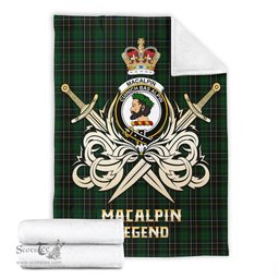 ScotsTee Shop Scottish MacAlpin Clan Crest Tartan Blanket The Golden Sword of Courageous Legacy Blanket