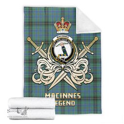 ScotsTee Shop Scottish MacInnes Ancient Clan Crest Tartan Blanket The Golden Sword of Courageous Legacy Blanket