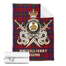 ScotsTee Shop Scottish MacGillivray Clan Crest Tartan Blanket The Golden Sword of Courageous Legacy Blanket