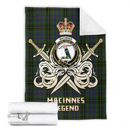 ScotsTee Shop Scottish MacInnes Clan Crest Tartan Blanket The Golden Sword of Courageous Legacy Blanket