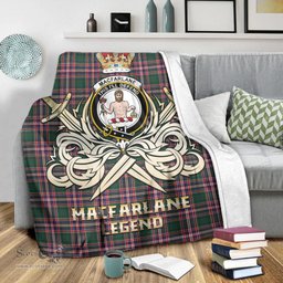 ScotsTee Shop Scottish MacFarlane Hunting Modern Clan Crest Tartan Blanket The Golden Sword of Courageous Legacy Blanket