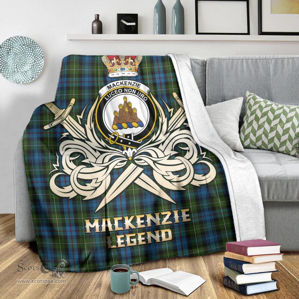 ScotsTee Shop Scottish MacKenzie Clan Crest Tartan Blanket The Golden Sword of Courageous Legacy Blanket