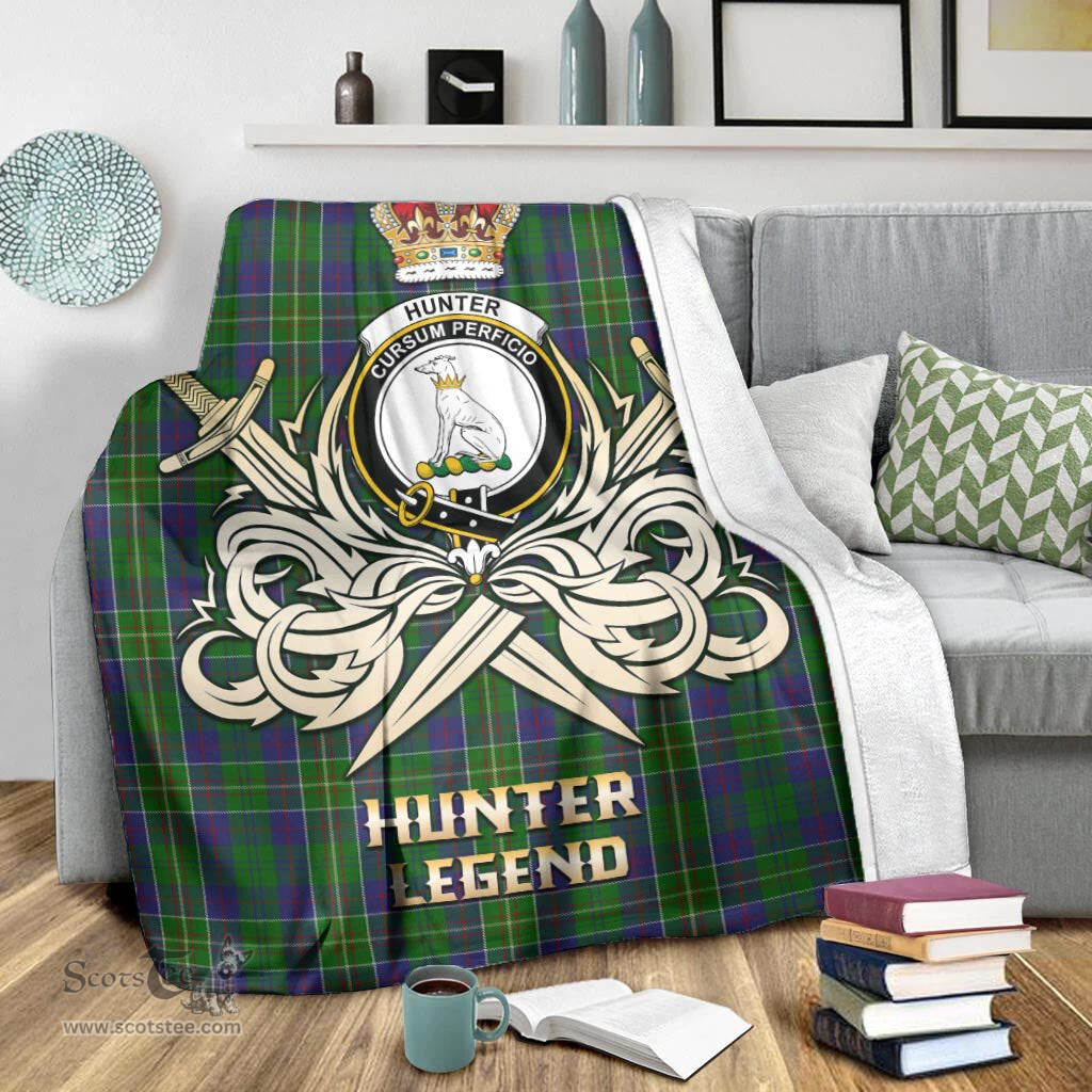 ScotsTee Shop Scottish Hunter of Hunterston Clan Crest Tartan Blanket The Golden Sword of Courageous Legacy Blanket