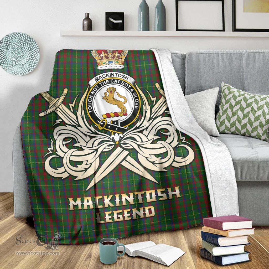 ScotsTee Shop Scottish MacKintosh Hunting Clan Crest Tartan Blanket The Golden Sword of Courageous Legacy Blanket