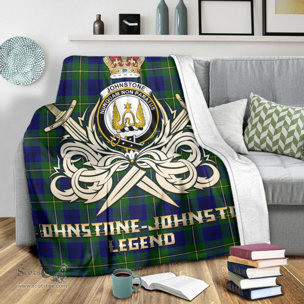 ScotsTee Shop Scottish Johnstone-Johnston Modern Clan Crest Tartan Blanket The Golden Sword of Courageous Legacy Blanket
