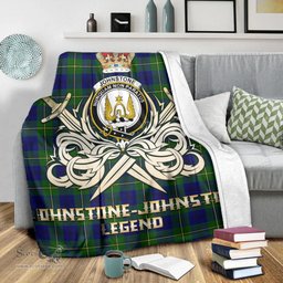 ScotsTee Shop Scottish Johnstone-Johnston Modern Clan Crest Tartan Blanket The Golden Sword of Courageous Legacy Blanket