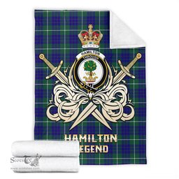 ScotsTee Shop Scottish Hamilton Hunting Modern Clan Crest Tartan Blanket The Golden Sword of Courageous Legacy Blanket