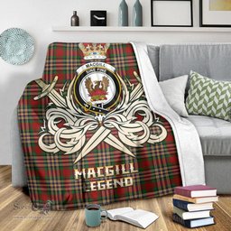 ScotsTee Shop Scottish MacGill Clan Crest Tartan Blanket The Golden Sword of Courageous Legacy Blanket