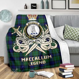 ScotsTee Shop Scottish MacCallum Modern Clan Crest Tartan Blanket The Golden Sword of Courageous Legacy Blanket