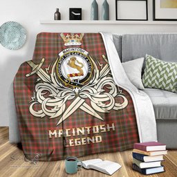 ScotsTee Shop Scottish MacIntosh Hunting Weathered Clan Crest Tartan Blanket The Golden Sword of Courageous Legacy Blanket