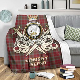 ScotsTee Shop Scottish Lindsay Weathered Clan Crest Tartan Blanket The Golden Sword of Courageous Legacy Blanket